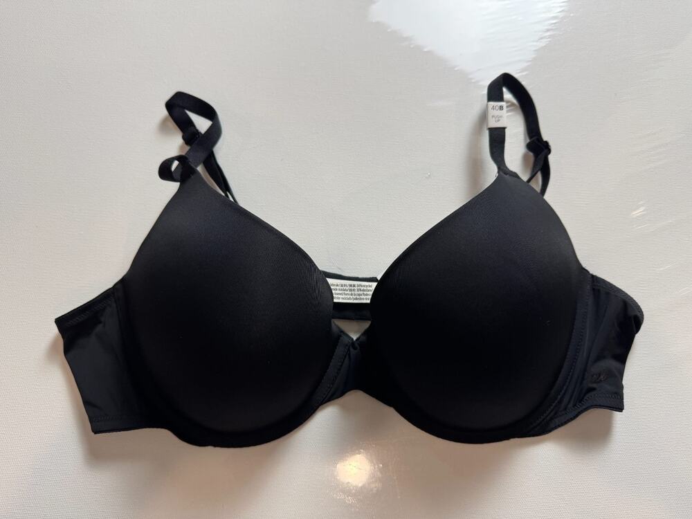 Victoria's Secret PINK Wear Everywhere Push-Up Bra 40B Black Lined Underwire NWT